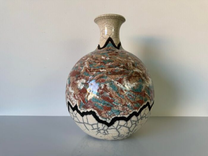 1980s bill herb american florida raku studio pottery vase 6603