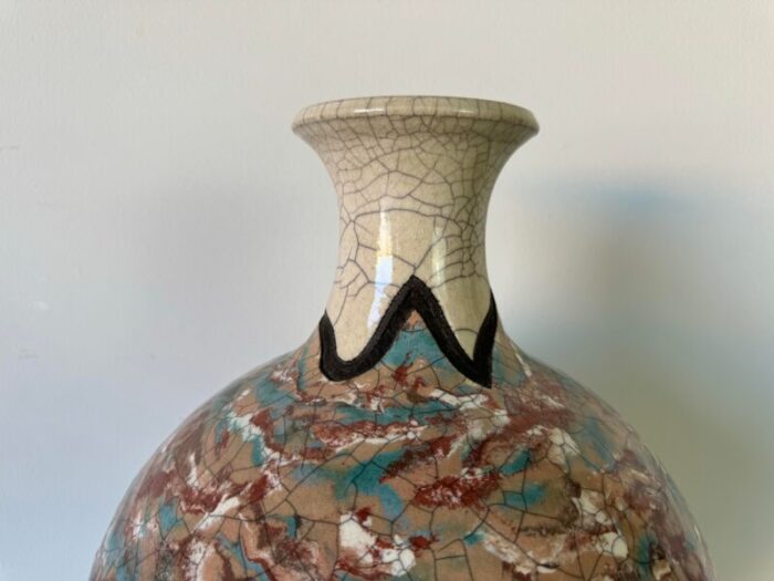 1980s bill herb american florida raku studio pottery vase 8570