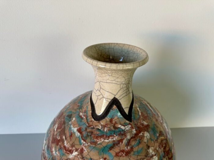 1980s bill herb american florida raku studio pottery vase 9903