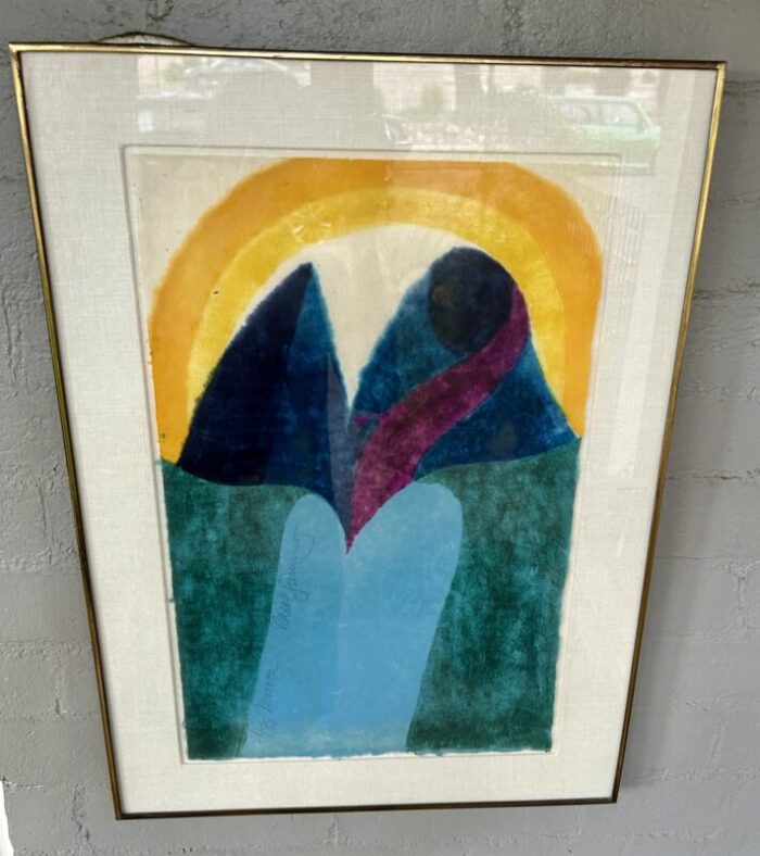 1980s original signed carol summers moorea woodcut print 2875 framed 3425