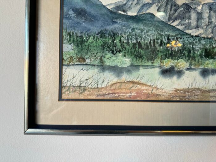 1980s sheila w langlois shadows on the tetons watercolor landscape painting framed 6596