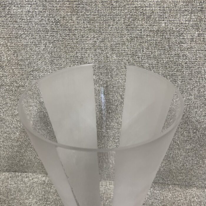 1980s symmetrical cone shaped frosted glass vase 0633