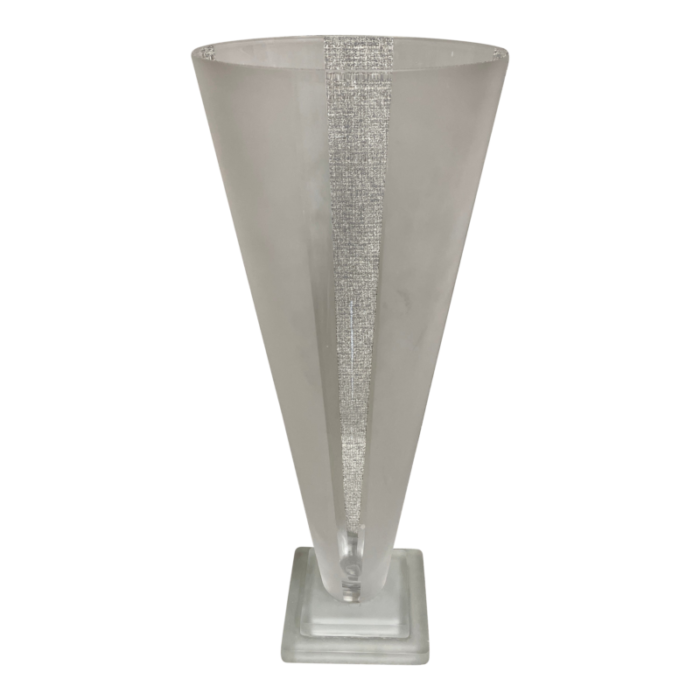 1980s symmetrical cone shaped frosted glass vase 1708