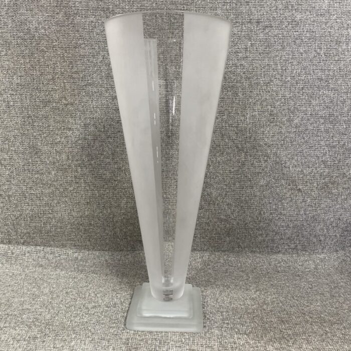 1980s symmetrical cone shaped frosted glass vase 6374