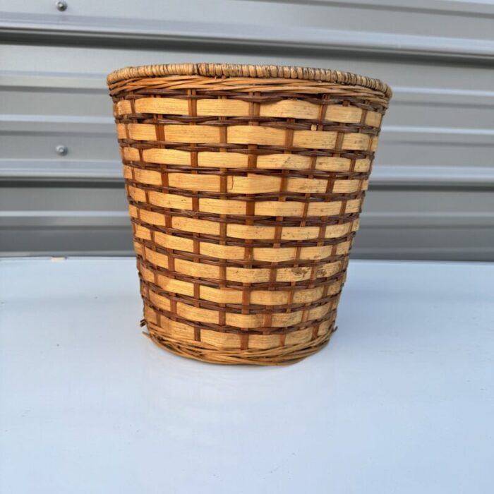 1990s brick patterned wicker wastebasket 6746