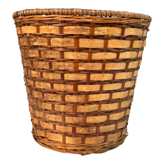 1990s brick patterned wicker wastebasket 7137