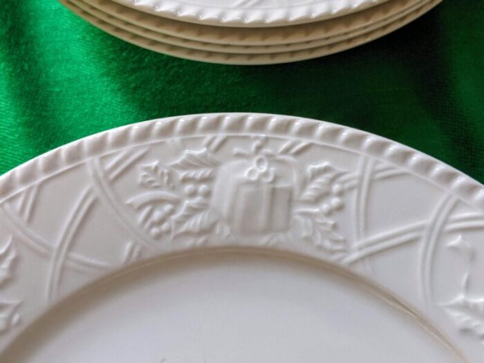 1990s sango white christmas 8848 complete dinnerware service for six 32 pieces 8481