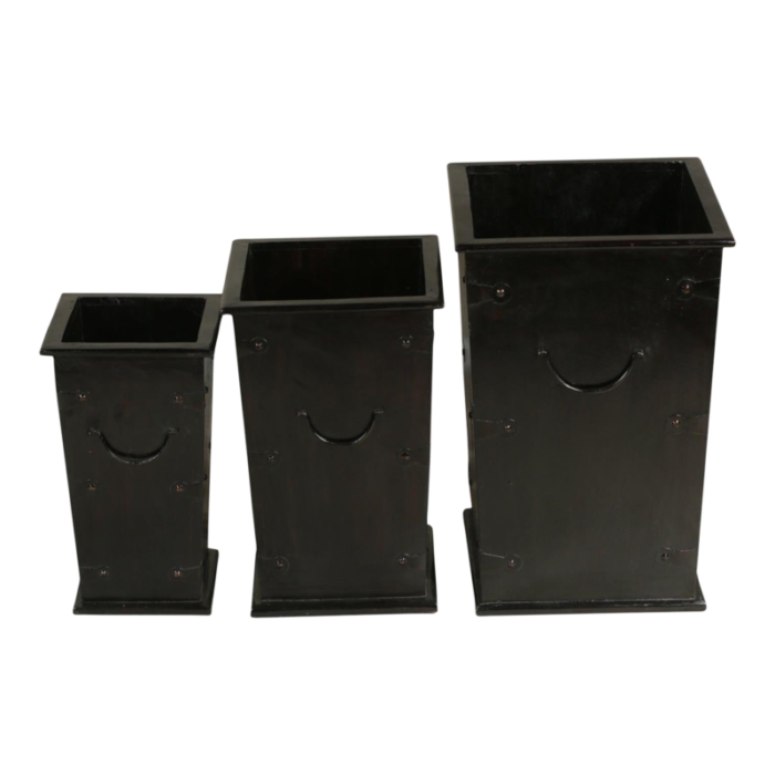 1990s solid wood distressed planters set of 3 7107