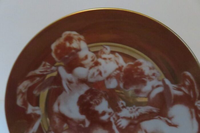 1990s vintage fitz and floyd cherubini gilt salad plate with angelscherubs japan 0184