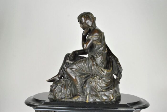 19th century bronze and marble clock and candleholders by james pradier set of 3 5