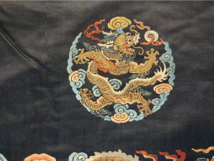 19th century chinese silk and metallic thread dragon embroidery 1967