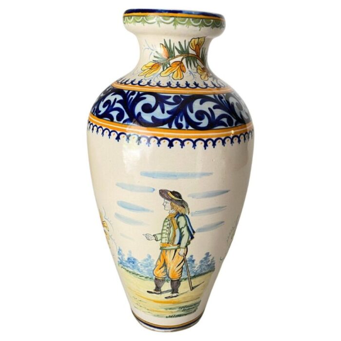 19th century french hand painted faience vase by henriot quimper 1