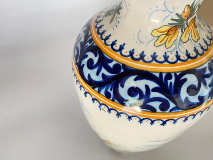 19th century french hand painted faience vase by henriot quimper 5