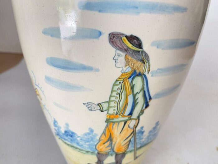 19th century french hand painted faience vase by henriot quimper 6