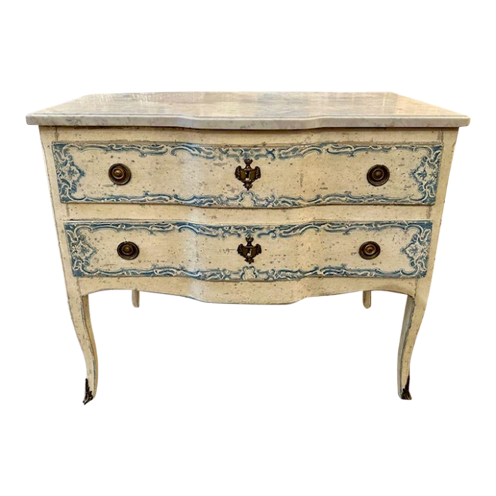 19th century french painted blue and white commode 5637