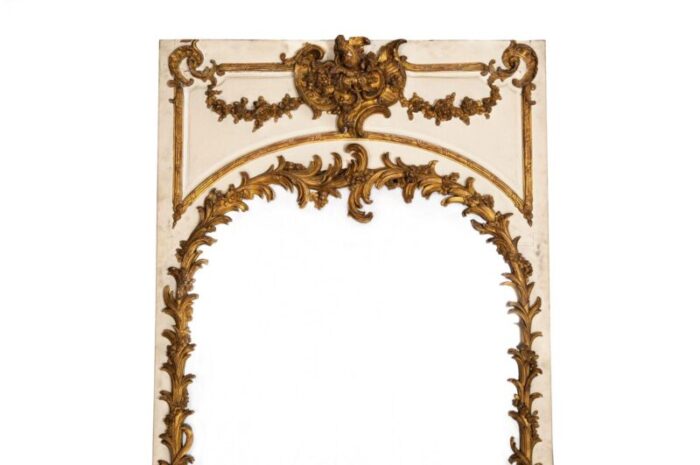 19th century french rococo louis xv carved giltwood trumeau mirror 80 h 6051