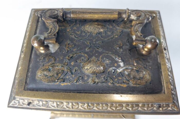 19th century gilt brass tin and enamel carriage alarm clock 10