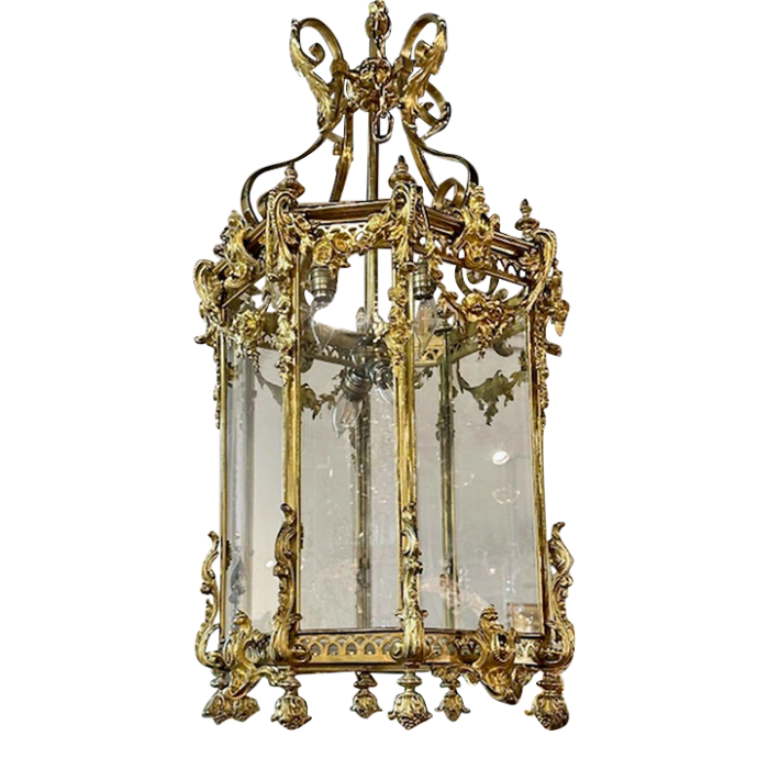 19th century gilt bronze louis xv lantern 8965