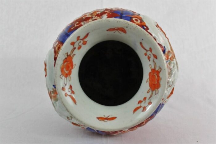 19th century imari porcelain baluster vase with dragon relief decoration 7