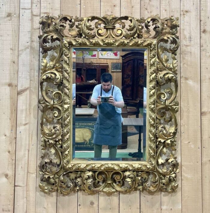 19th century italian mirror in wood and gilded plaster 1