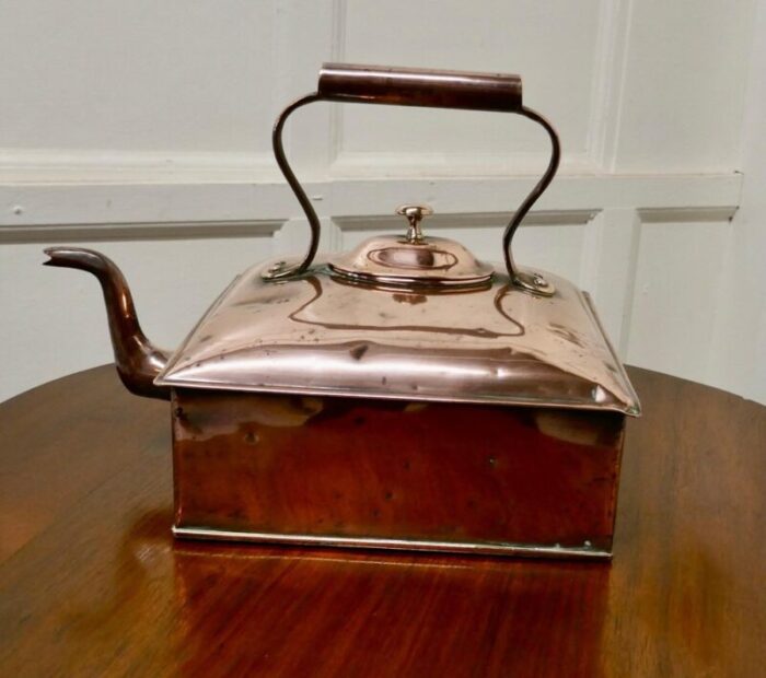 19th century large square copper kettle 1870s 2