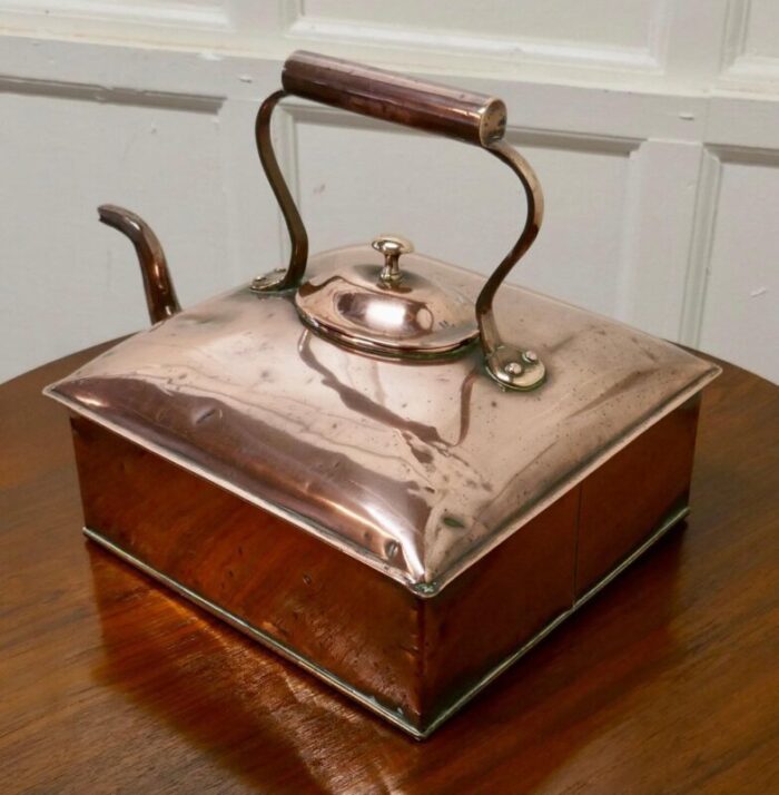 19th century large square copper kettle 1870s 3