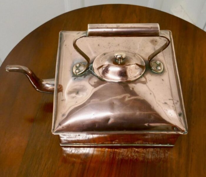 19th century large square copper kettle 1870s 4