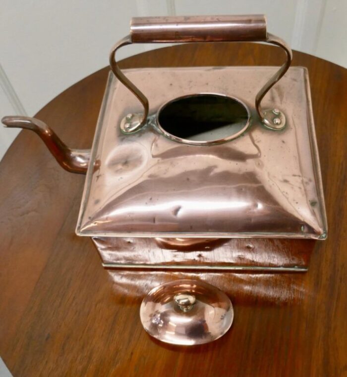 19th century large square copper kettle 1870s 5