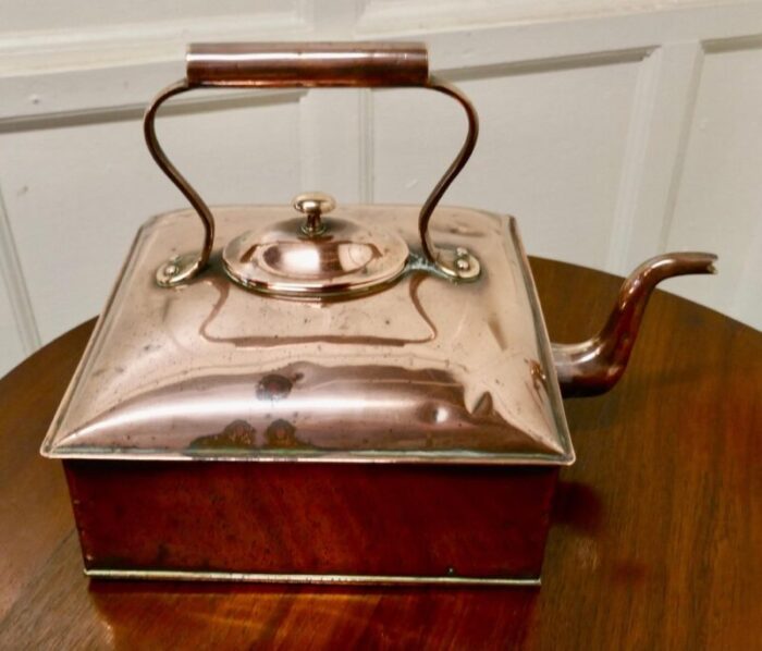 19th century large square copper kettle 1870s 6