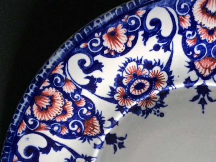 19th century red and blue faience plate from gien 5