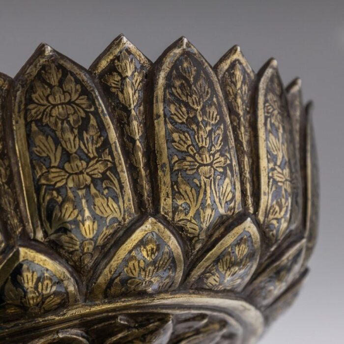 19th century thai silver gilt niello enamel bowl 1800s 12