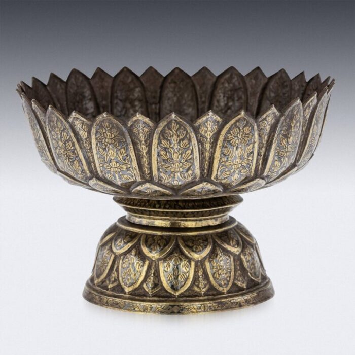 19th century thai silver gilt niello enamel bowl 1800s 3