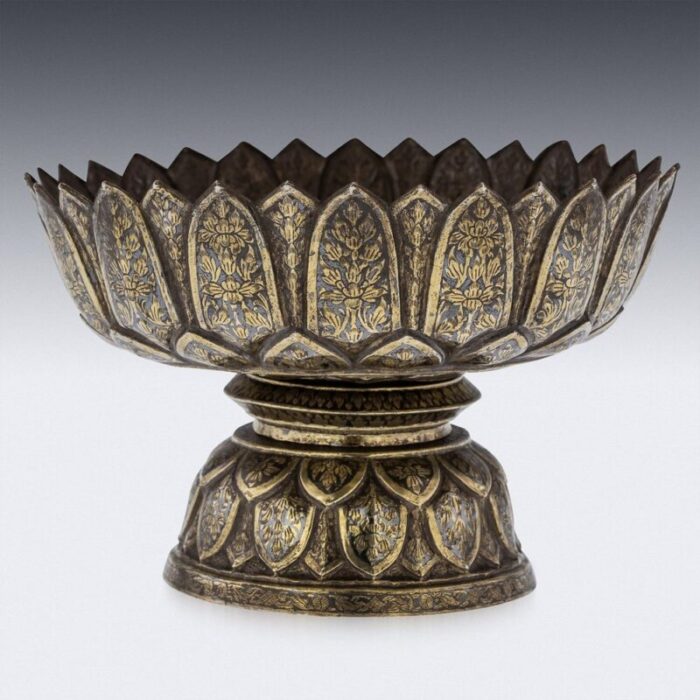 19th century thai silver gilt niello enamel bowl 1800s 4