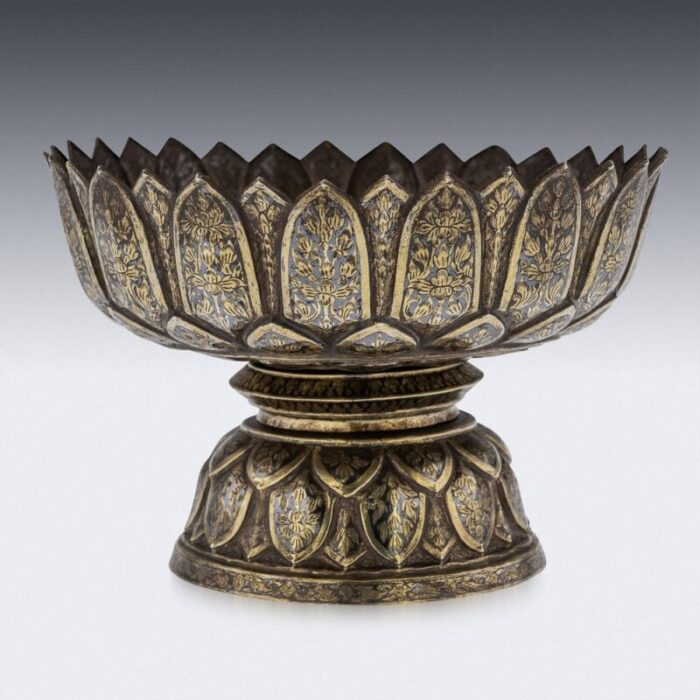 19th century thai silver gilt niello enamel bowl 1800s 5