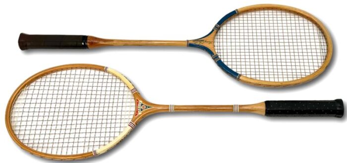 2 vintage mid 20th century american hand made laminated wood badminton rackets in beautiful condition 6344