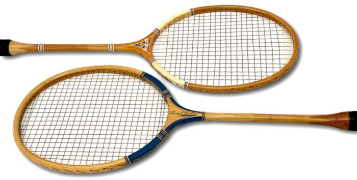 2 vintage mid 20th century american hand made laminated wood badminton rackets in beautiful condition 6431