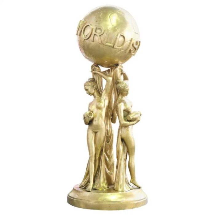 20th century gilt bronze the world is yours statue 1