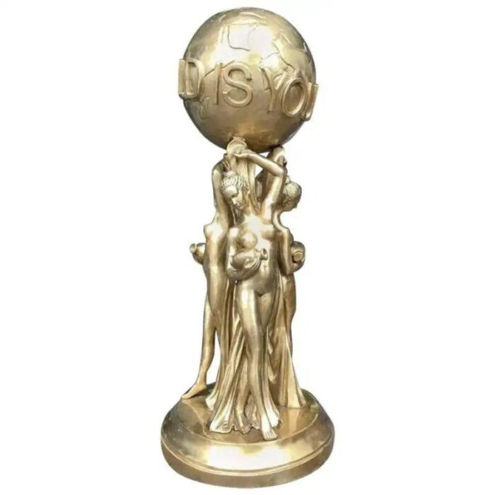 20th century gilt bronze the world is yours statue 2