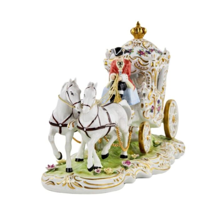 20th century romantic porcelain composition with carriage from dresden 3