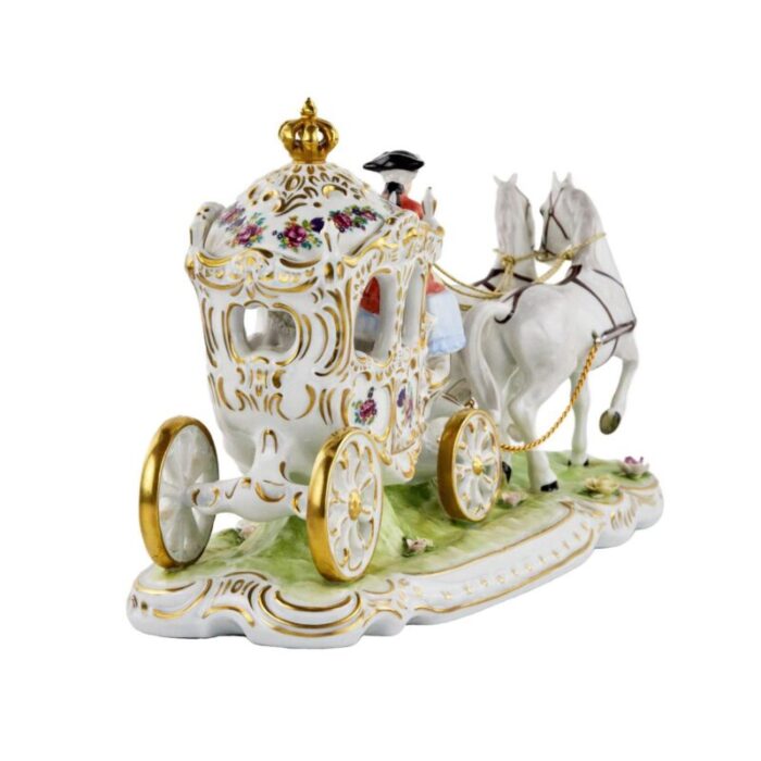 20th century romantic porcelain composition with carriage from dresden 5