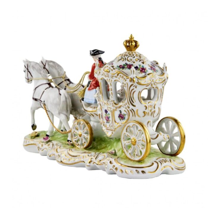 20th century romantic porcelain composition with carriage from dresden 6