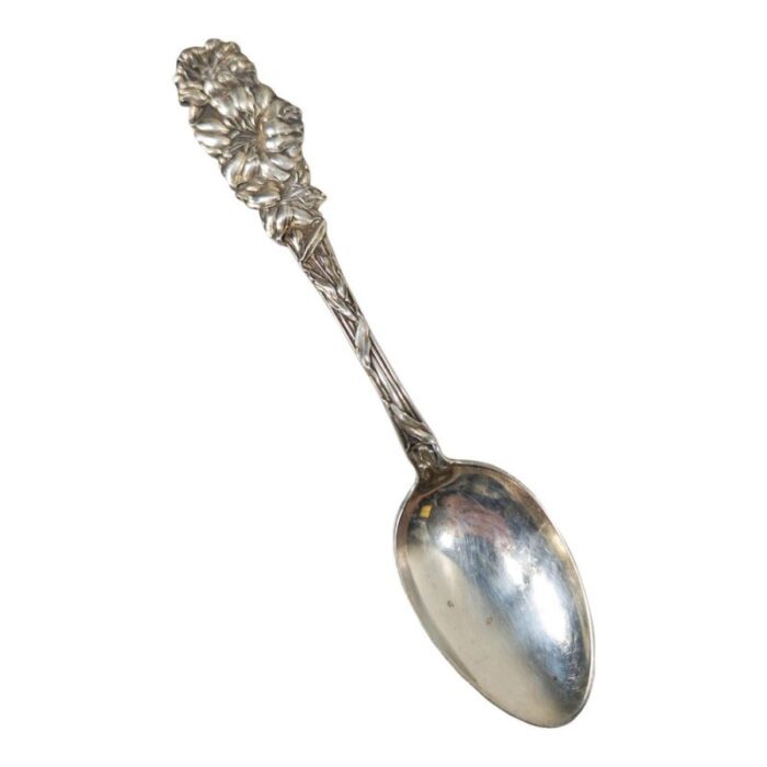 20th century sterling silver floral pattern spoon of daylily by r blackinton 1