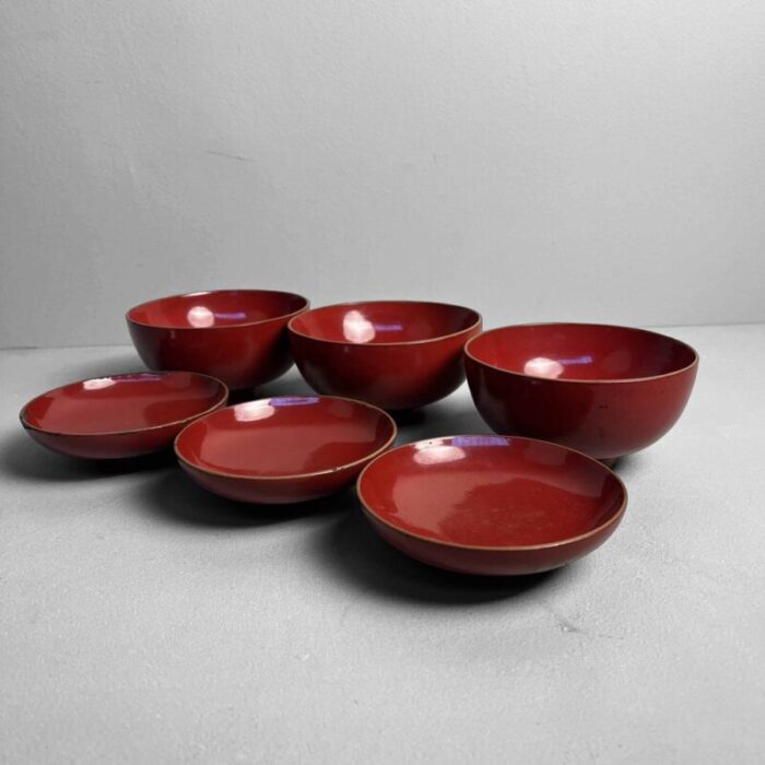 20th century taisho urushi maki e rice and soup bowls japan set of 3 7