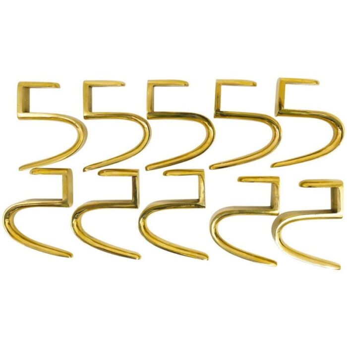 5 shaped brass hook for coat rack attributed to carl auboeck austria 1960s 1