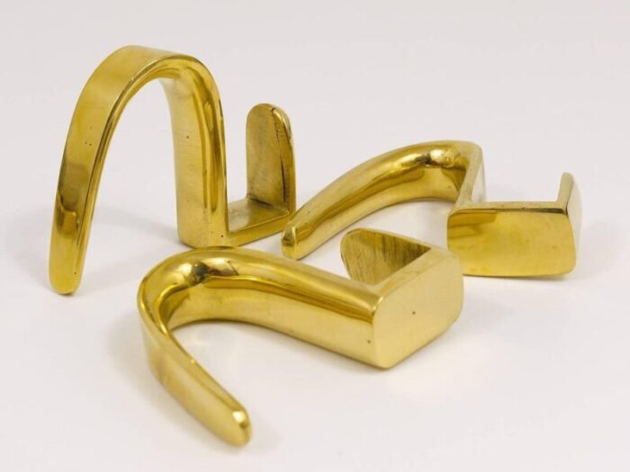 5 shaped brass hook for coat rack attributed to carl auboeck austria 1960s 3