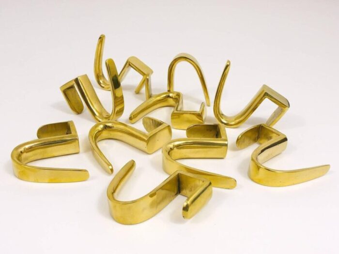 5 shaped brass hook for coat rack attributed to carl auboeck austria 1960s 7