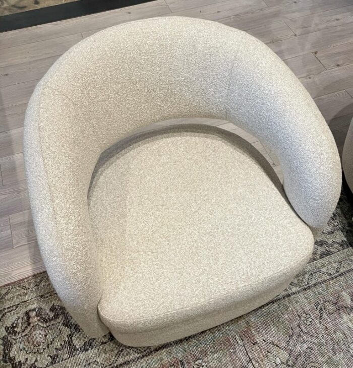 70s saucer swivel chairs in boucle reproduction a pair 8497