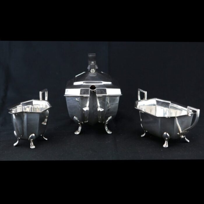 925 sterling silver teapot with sugar and cream 1940s set of 3 6