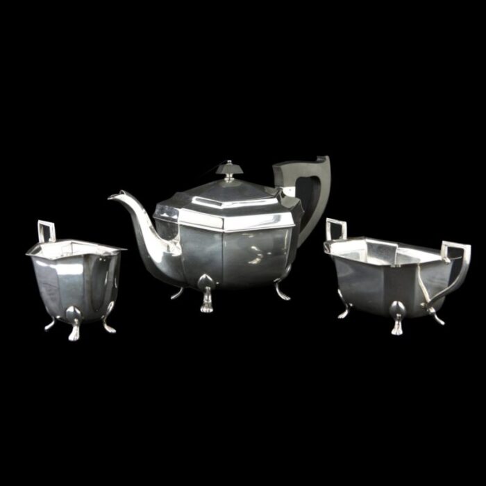 925 sterling silver teapot with sugar and cream 1940s set of 3 7