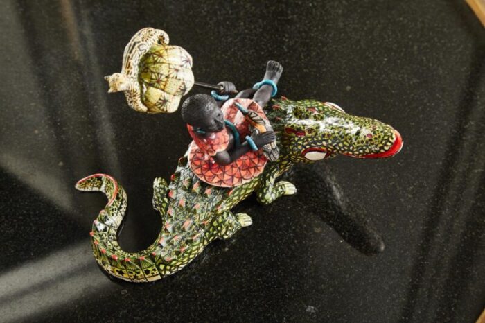 Ceramic Crocodile Rider Decorative Accent 4 master